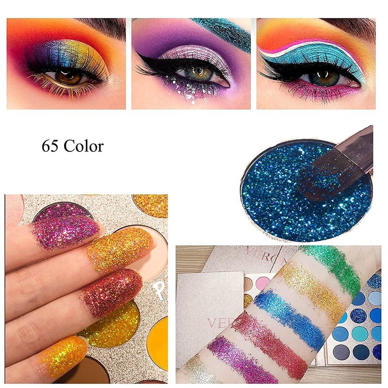 VERONNI 65 Colors Professional Eyeshadow Palette, Highly Pigmented Glitter Metallic Shimmer Matte Makeup Palettes Ultra Blendable Nude Bright color Natural board Make Up Palletes（Rose Gold）