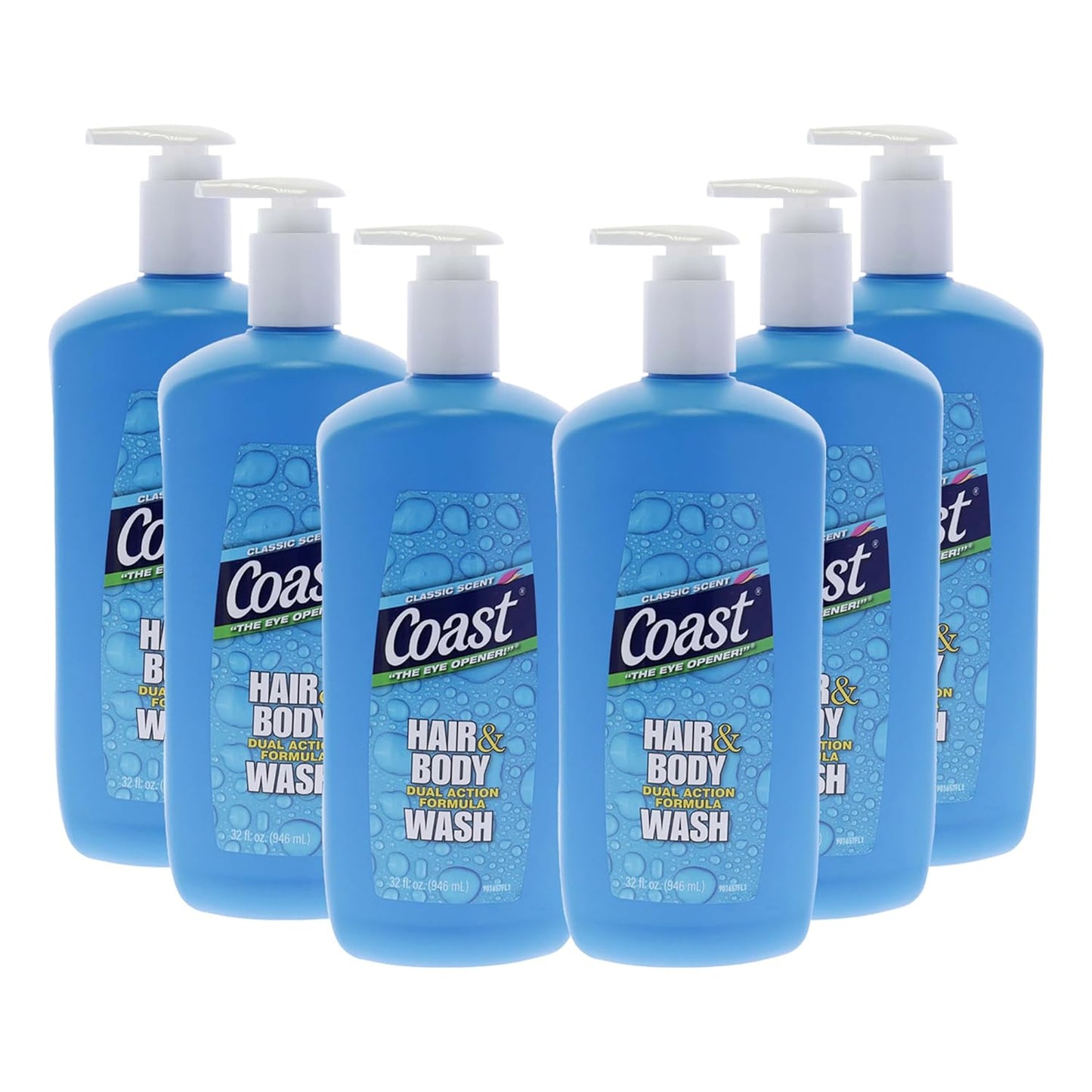 Coast Classic Scent Body Wash | Dual Action Shampoo & Shower Gel - Hydrating, Deep-Cleansing - 6 Pack