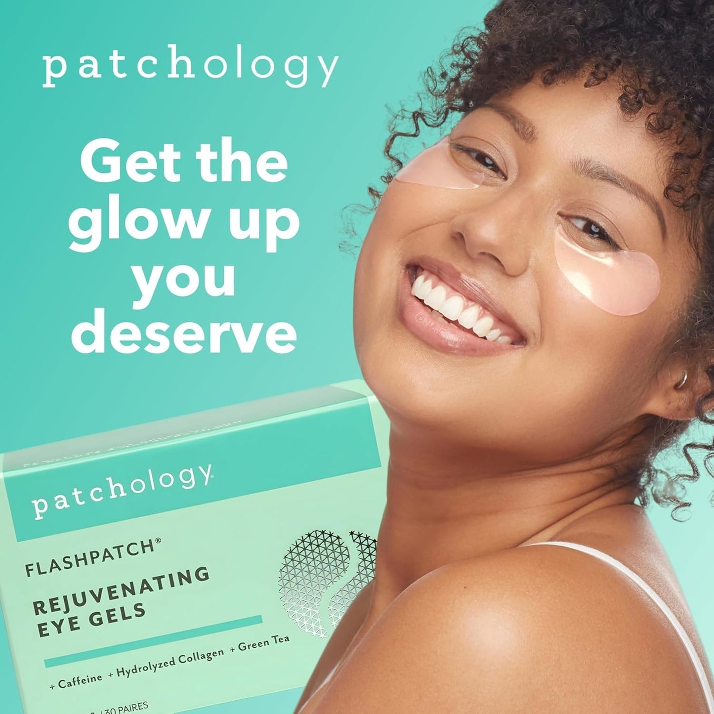 Patchology Rejuvenating Under Eye Gels - Hydrating Eye Mask with Caffeine & Collagen | 30 Pairs for Dark Circles & Puffiness