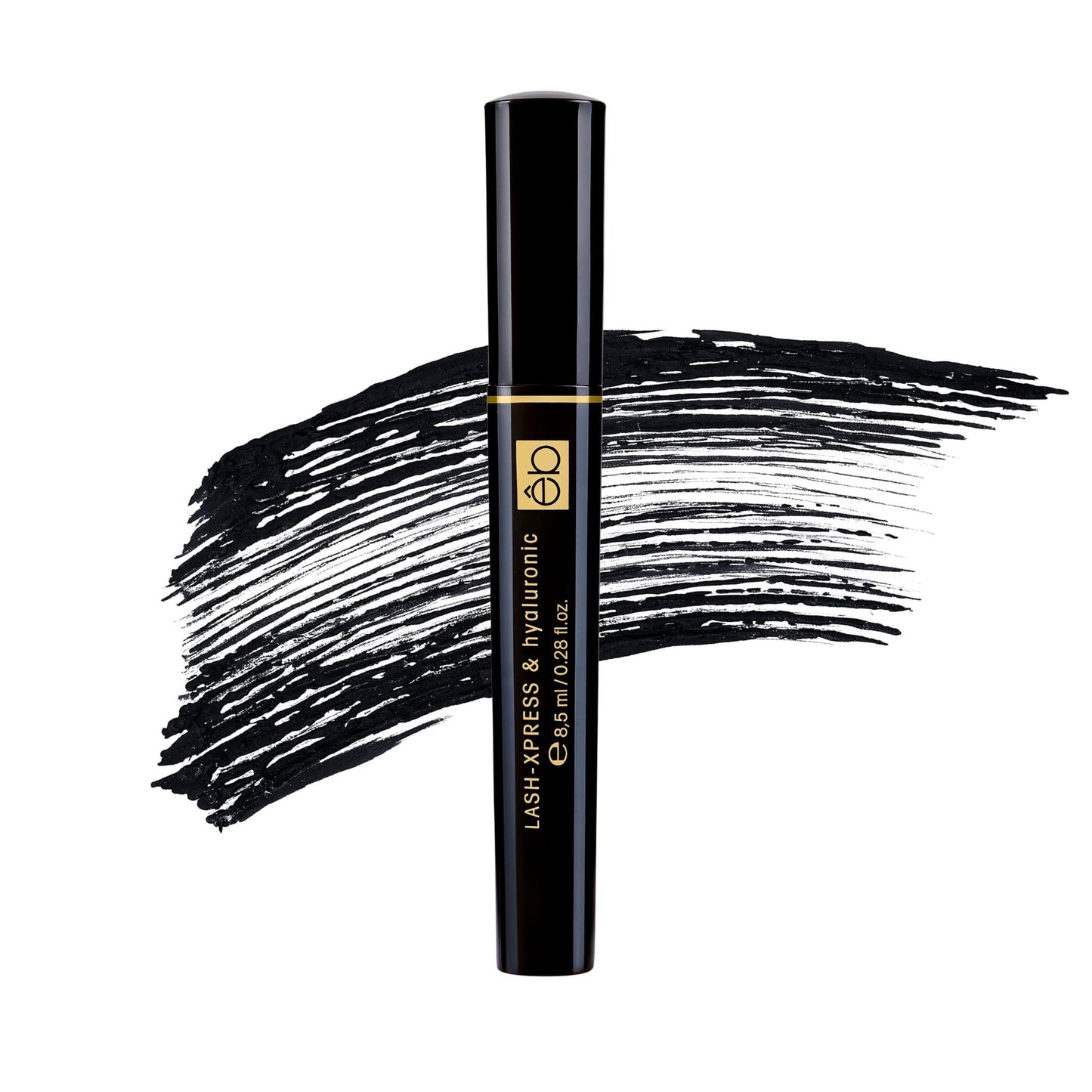 êb être belle Cosmetics Lash X-Press & Hyaluronic Mascara for Women, Conditioning Mascara with Hyaluronic Acid, Beeswax & Rice Bran Wax, Flexible Silicone Brush, Quick Dry Rimel Formula