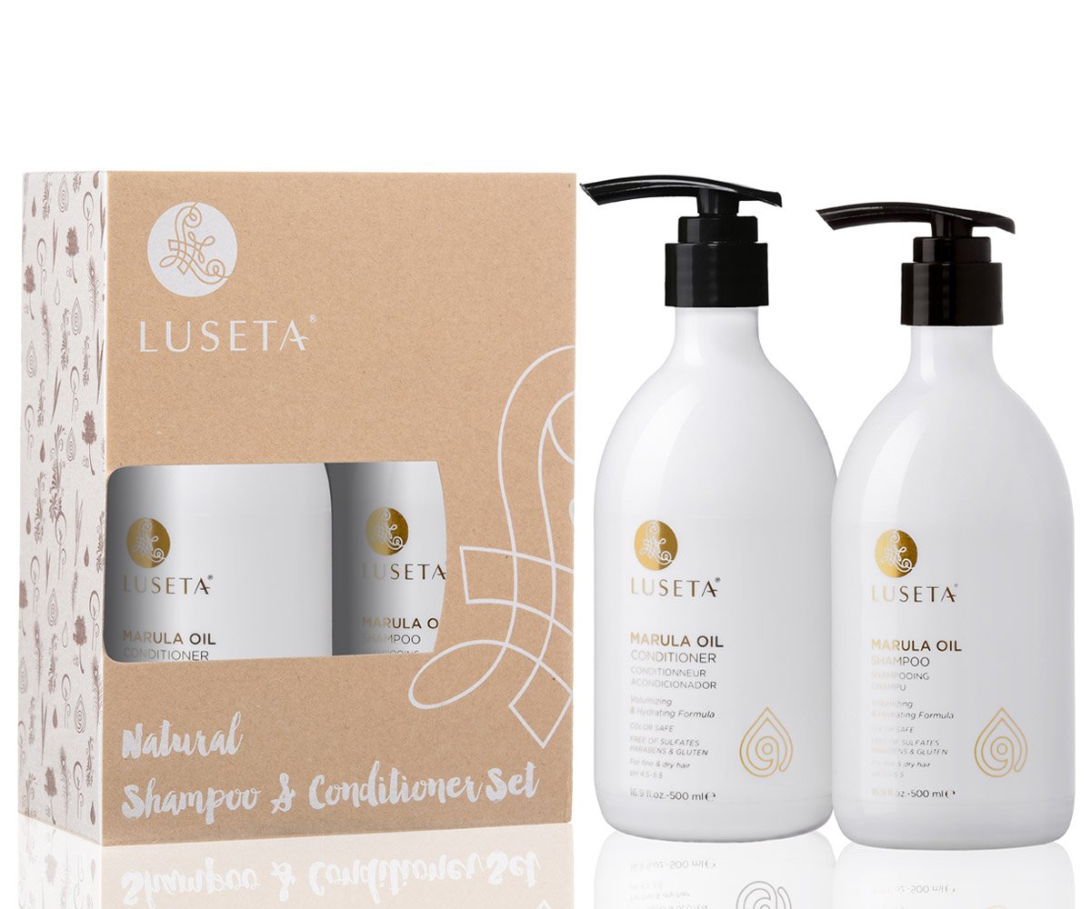 Luseta Marula Oil Shampoo & Conditioner Set - Moisturizing for Frizz Control & Split End Repair | 2 x 16 Fl Oz