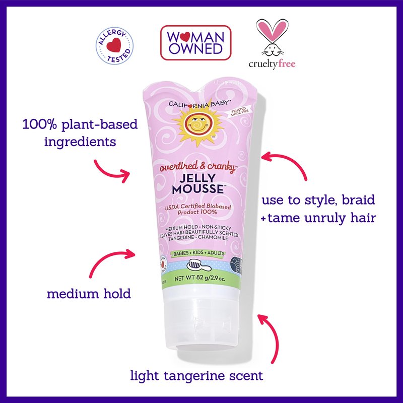 California Baby Overtired & Cranky Hair Gel for Kids | 100% Plant-Based Baby Hair Gel | Medium-Hold | Hypoallergenic | 82 g / 2.9 oz.