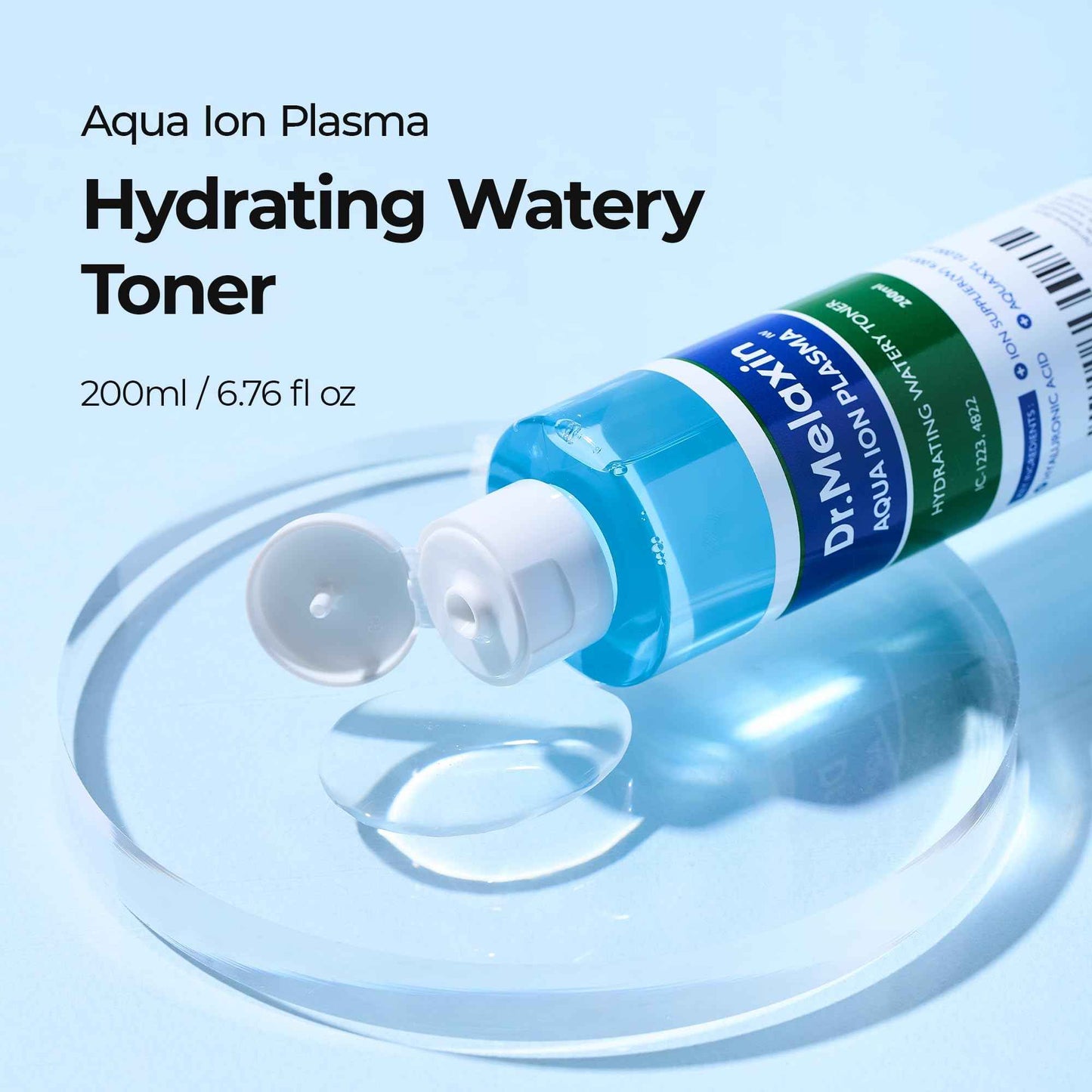 DR.MELAXIN Aqua Ion Plasma Watery Toner 200ml / 6.76 fl oz, Hyaluronic Acid, L22, moisturizing, Korean Skincare