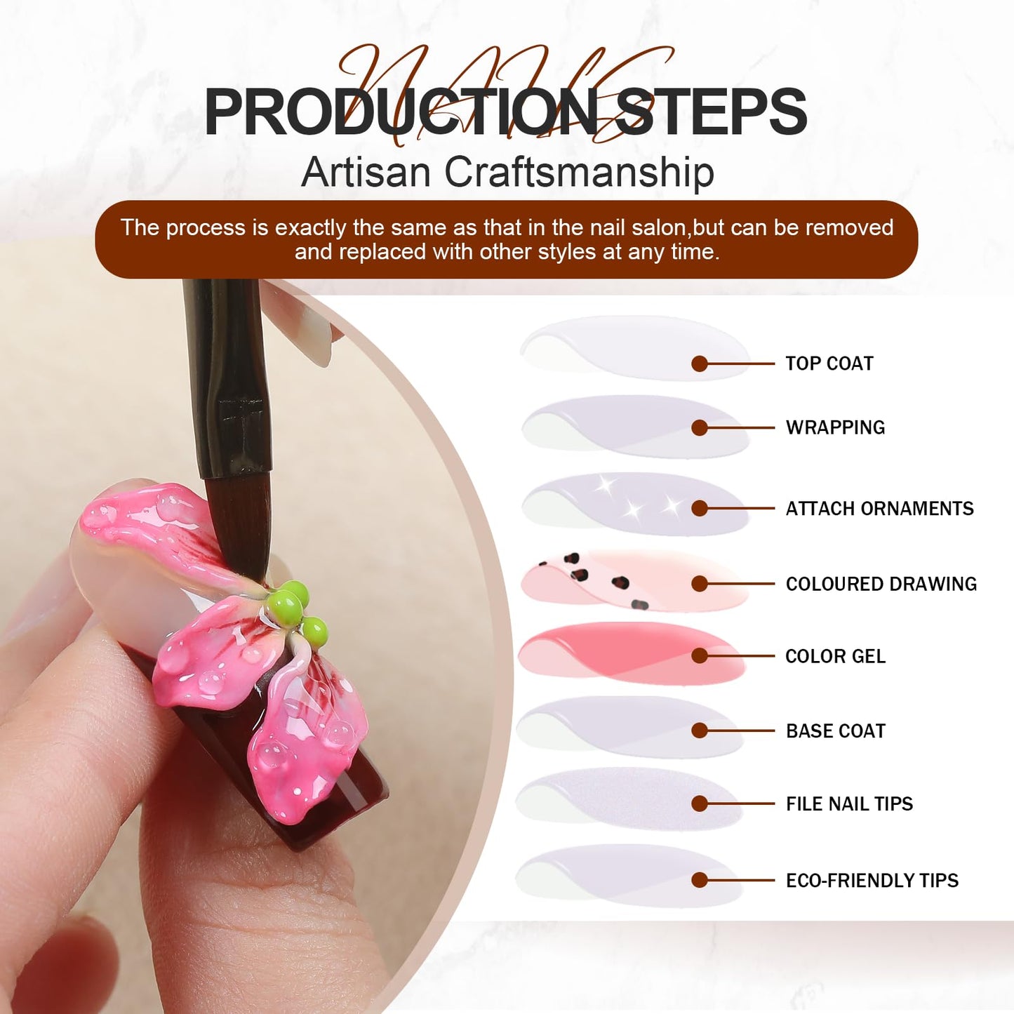 HOMSERA Handmade XL White Press On Nails Long Square, French Tips 3D Sun Golden Flower Charms Design, 10PCS Luxury Acrylic Fake Nails with Sparkling Crystals, Reusable Full Cover Glam Nails for Women