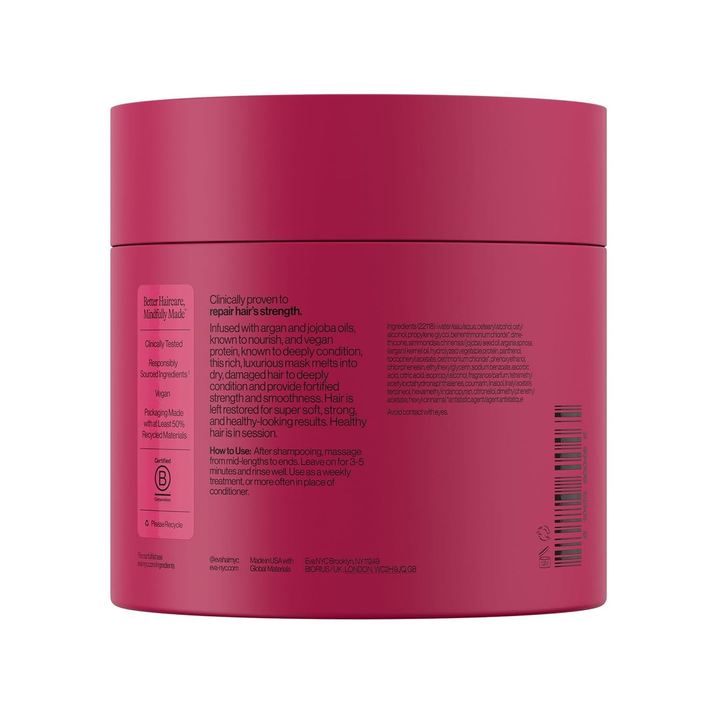 Eva NYC Therapy Session Deep Conditioning Hair Mask - Vegan Protein & Jojoba Oil for Hydration & Repair | 13.5 fl oz