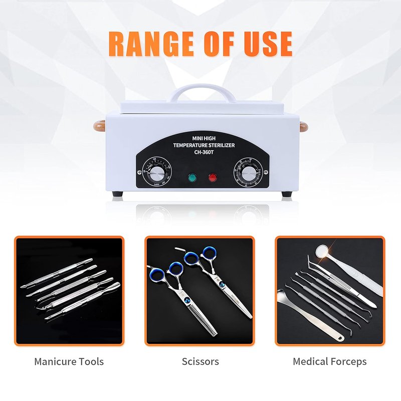 Nail Tool Sterilizer - High-Temperature Dry Box with Timer for Manicure & Hairdressing | Cleans Tweezers & Metal Tools