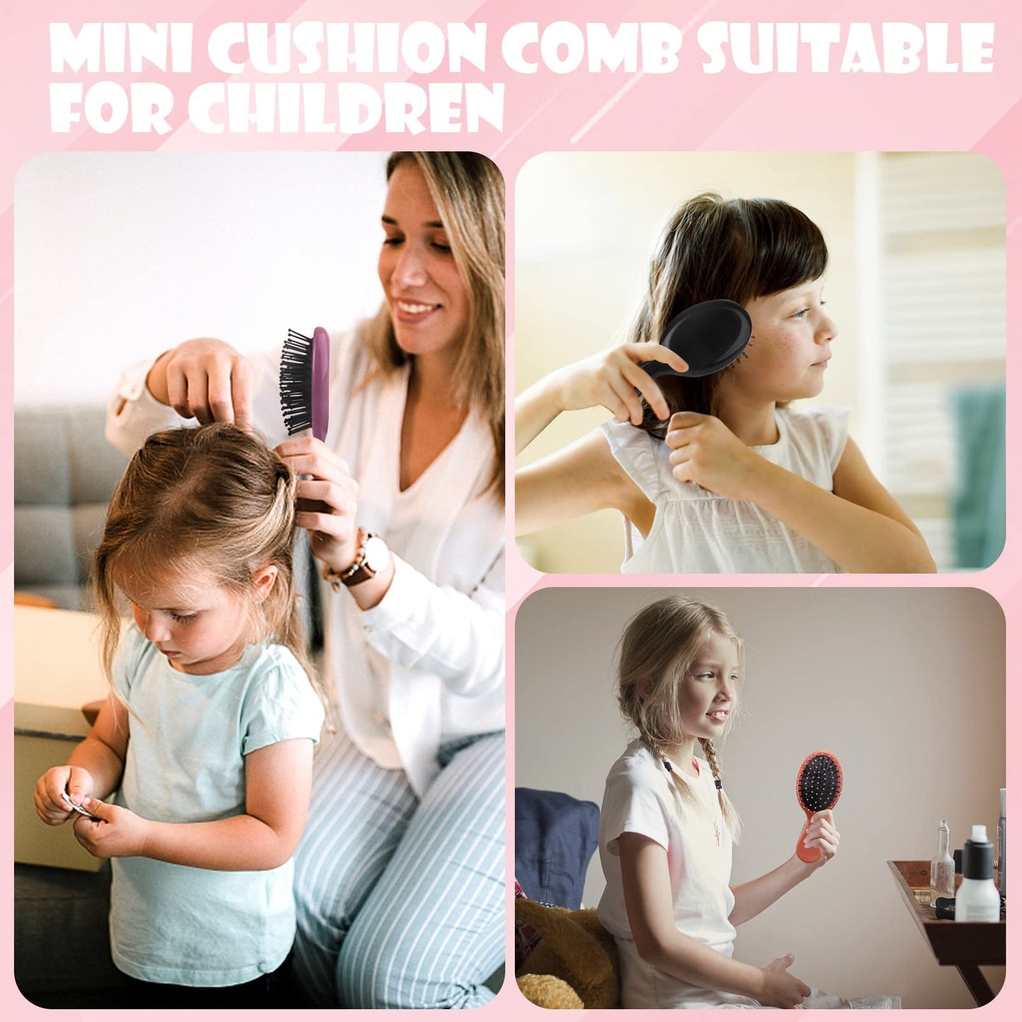 Mini Hair Brush 28 Pack, ANSLCA Hair Brushes Bulk Small Brush Set - Include 14 Travel Brush + 14 Fine Wide Detangling Hair Combs Wet Dry Hair for Girls Women Boys Men Kids (Stylish Colorful)