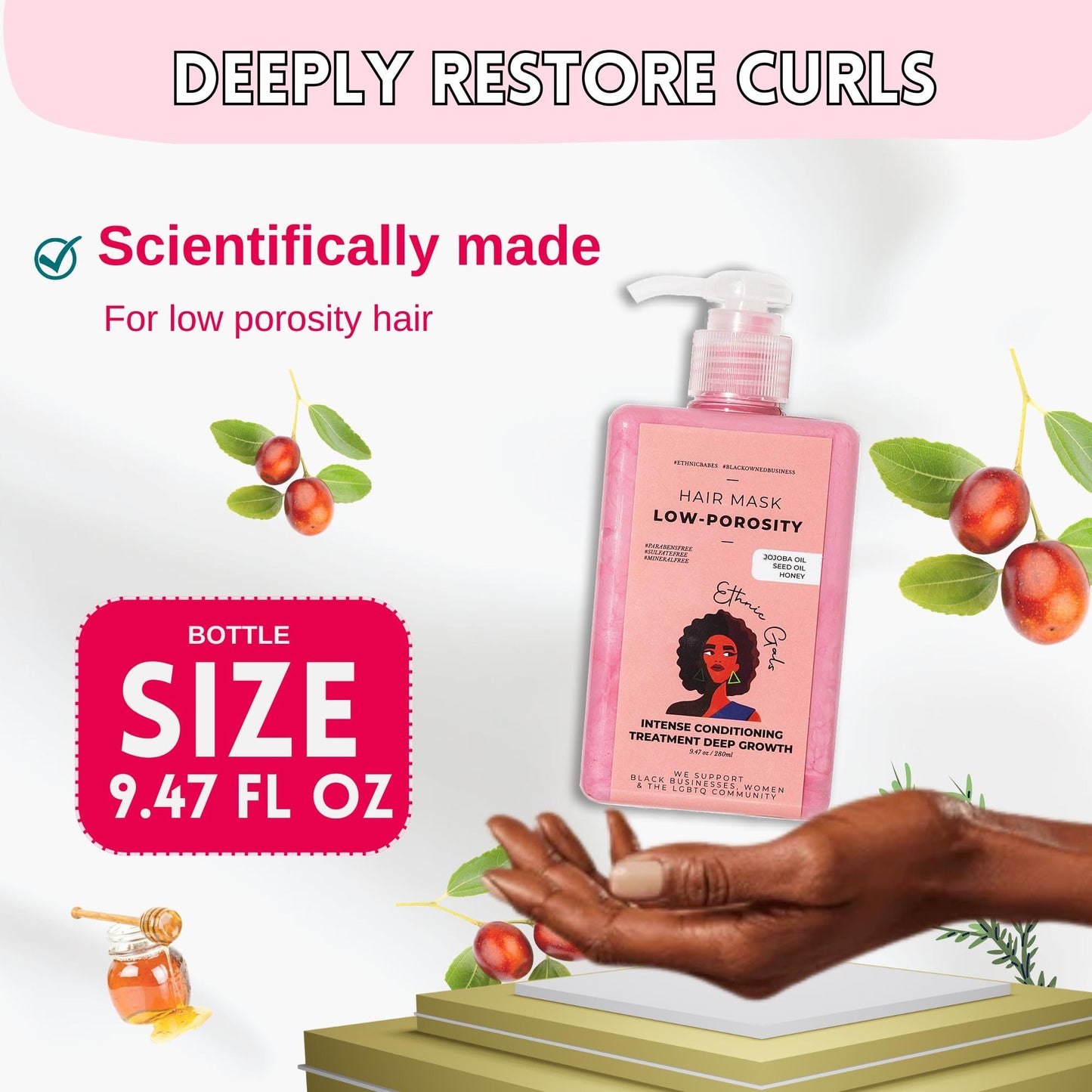 Low Porosity Hair Mask - Elasticity Repair & Strand Strengthening Deep Conditioner That Penetrates Without Buildup, for Curly Coily 3C 4C Natural Hair, 9.5 fl oz