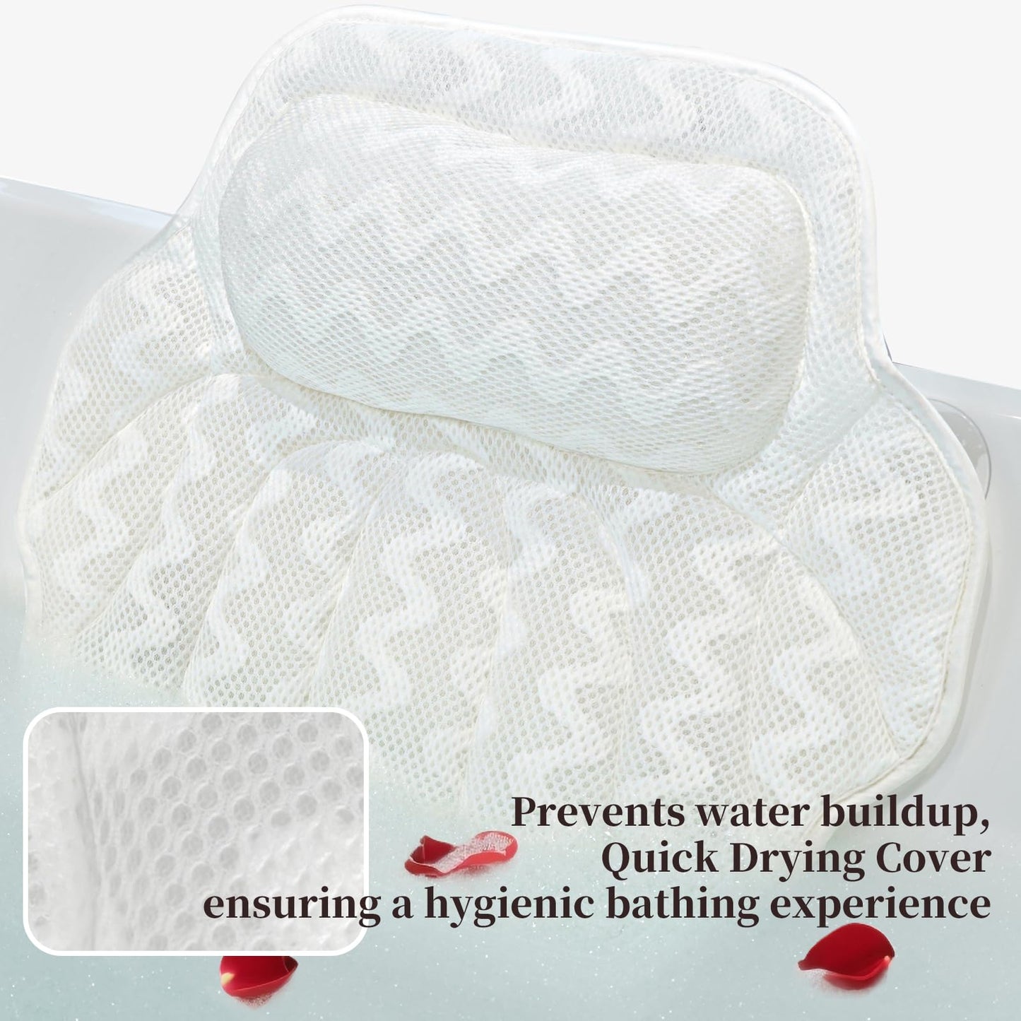 Super Thick Bath Pillow, Soft and Comfortable Bath Pillow, 4D mesh Fabric and 6 Non-Slip Suction Cups, Used for Bathtub Head and Neck Support to Relax Family spa hot tub Essentials, Ladies Bath Gift