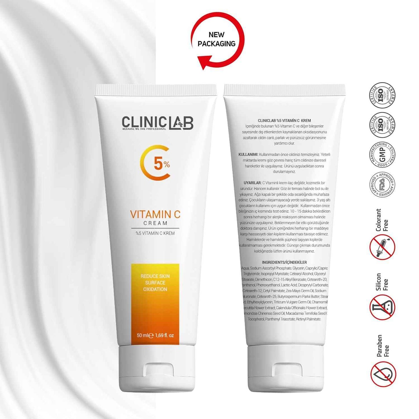 ClinicLab 5% Vitamin C & Glow Cream - Skin Brightening & Dark Spot Face Cream for Women and Men (1.69fl oz)