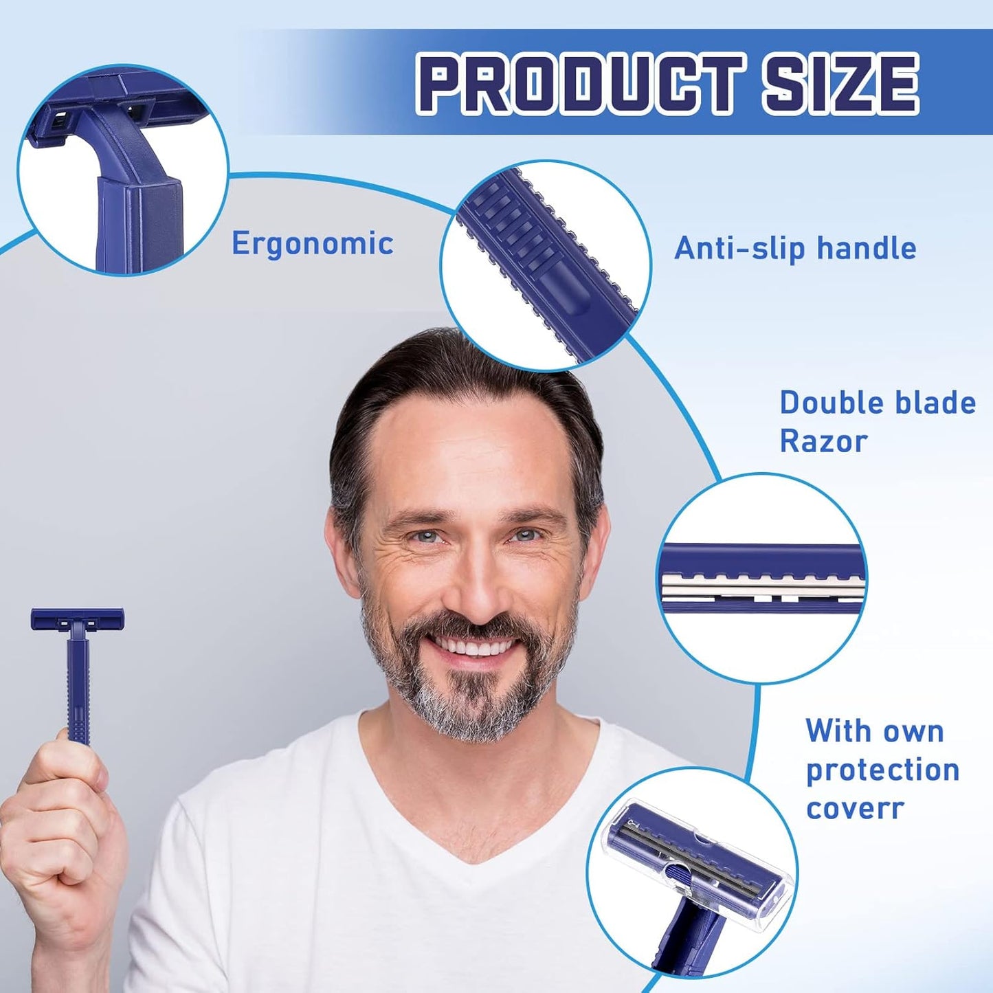 Twin Blade Razors for Men - Stainless Steel Disposable Shavers | Bulk Pack of 150 for Travel & Bathing