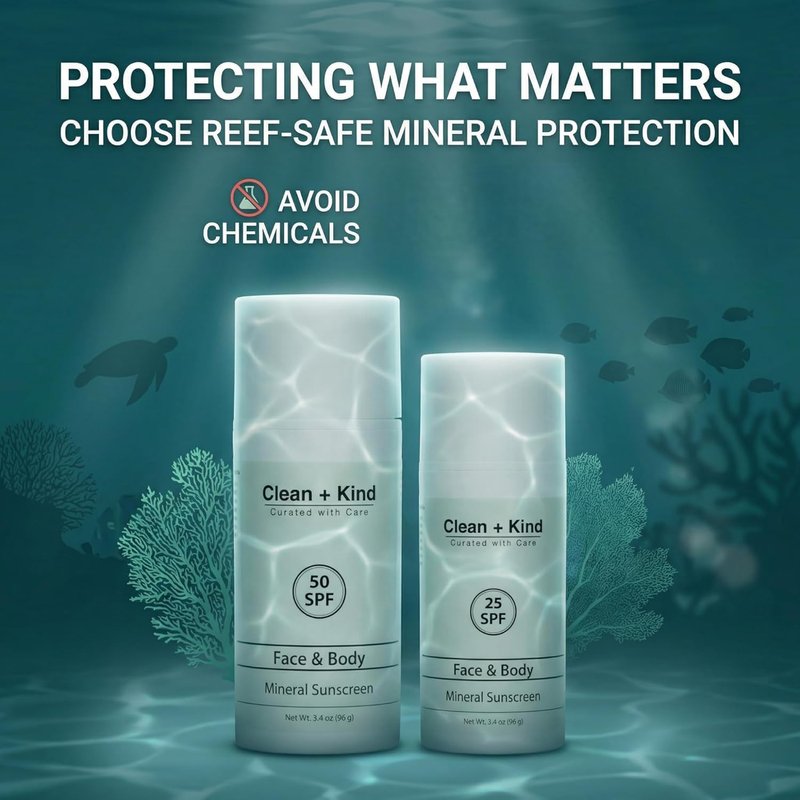 Clean + Kind Tallow Sunscreen SPF 50 — Travel Size Mineral Sport Sunblock, Non-Nano Zinc Oxide, Reef-Safe, 80 Min Water-Resistant Body Protection (3.4 oz)