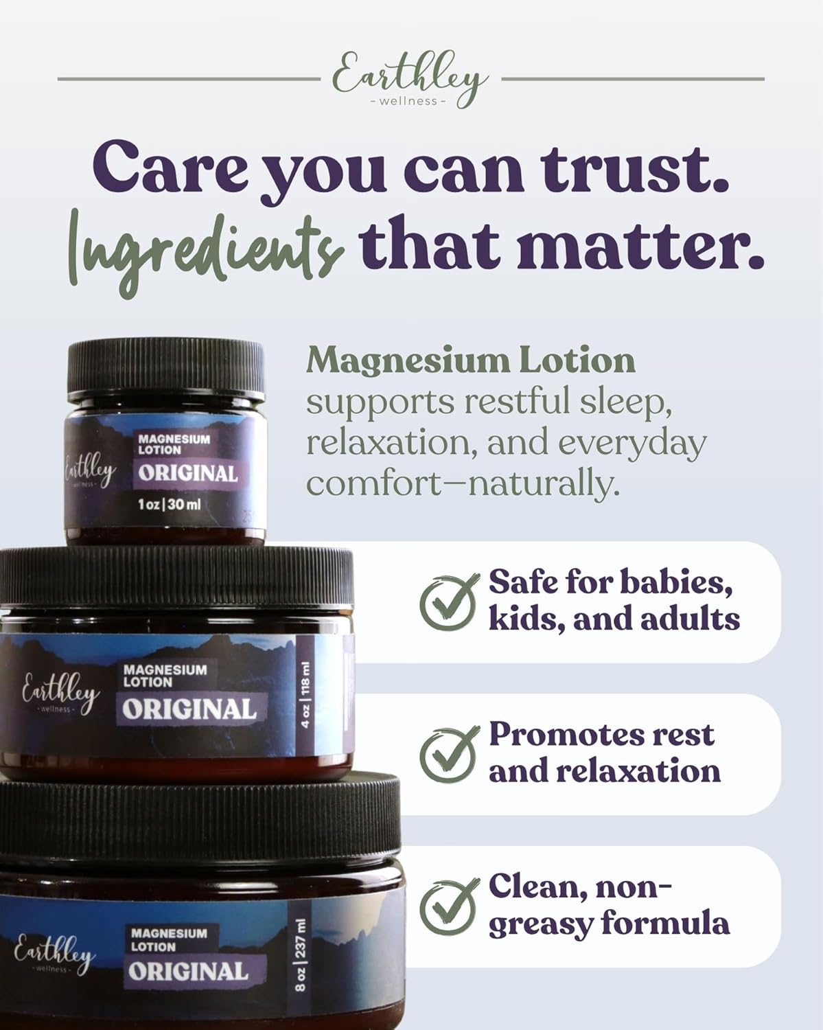 Magnesium Lotion - Original Lavender Body Cream for Relaxation & Muscle Recovery | 6oz Natural Formula with Beeswax & Mango Butter