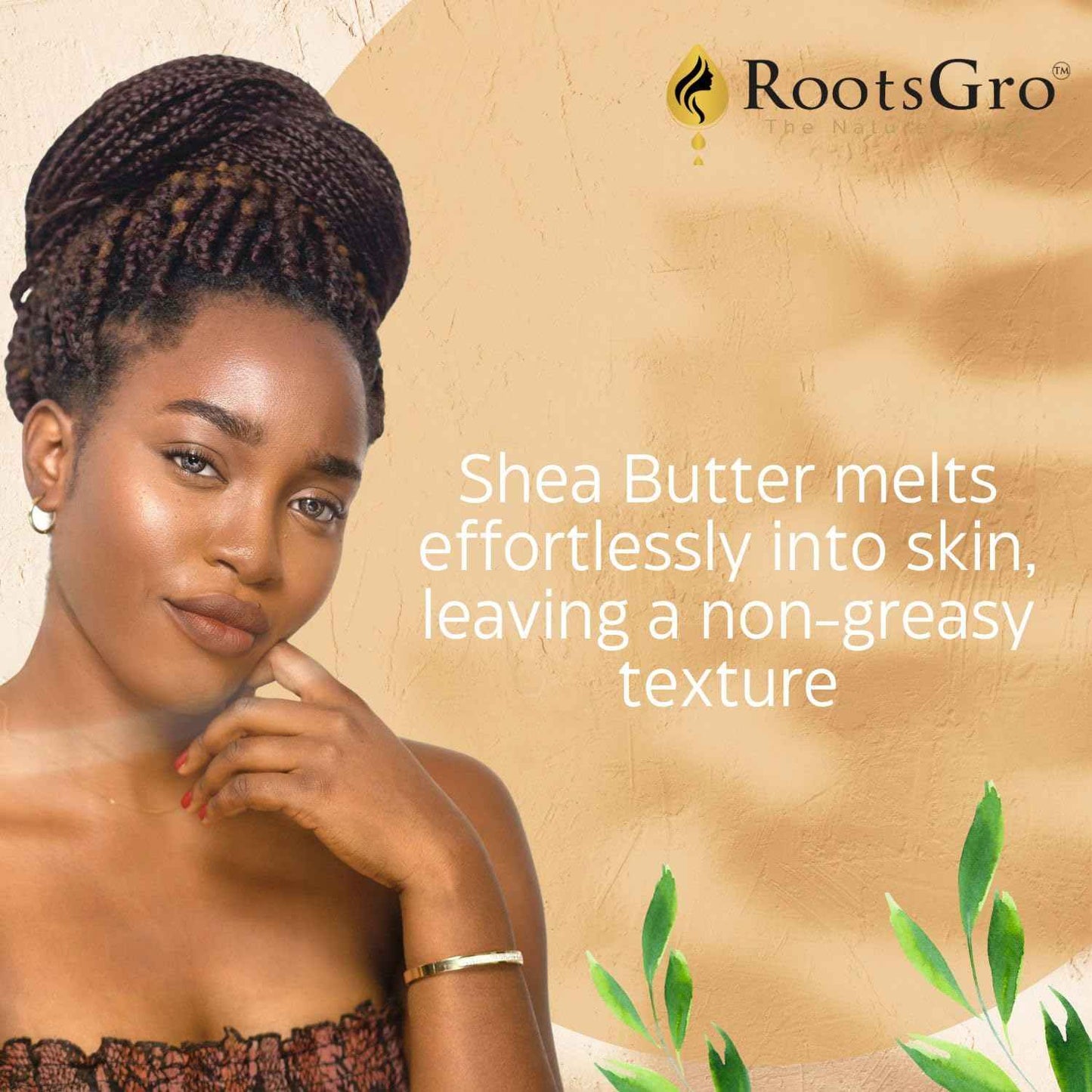 RootsGro Unrefined Raw Shea Butter 16 Oz, Unprocessed Shea Butter, Moisturizer for Skin & Hair, Maximum Potency with Essential Nutrients, Nourishing, Vitamin-Rich, Non-Greasy - Suitable for All