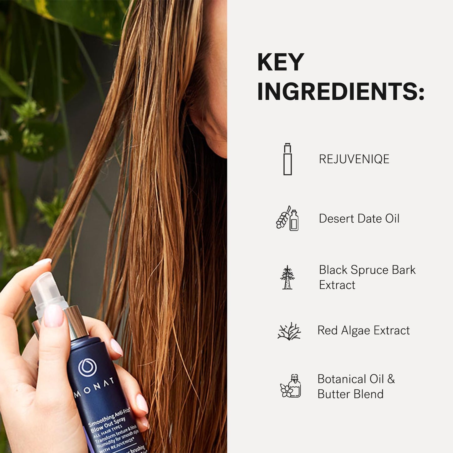 MONAT Smoothing AntiFrizz Blowout Styling Spray – Quick Dry Hair for Frizz Control – Natural & Nourishing AntiFrizz – Salon Quality Blowout Heat Protection for Glossy Finish