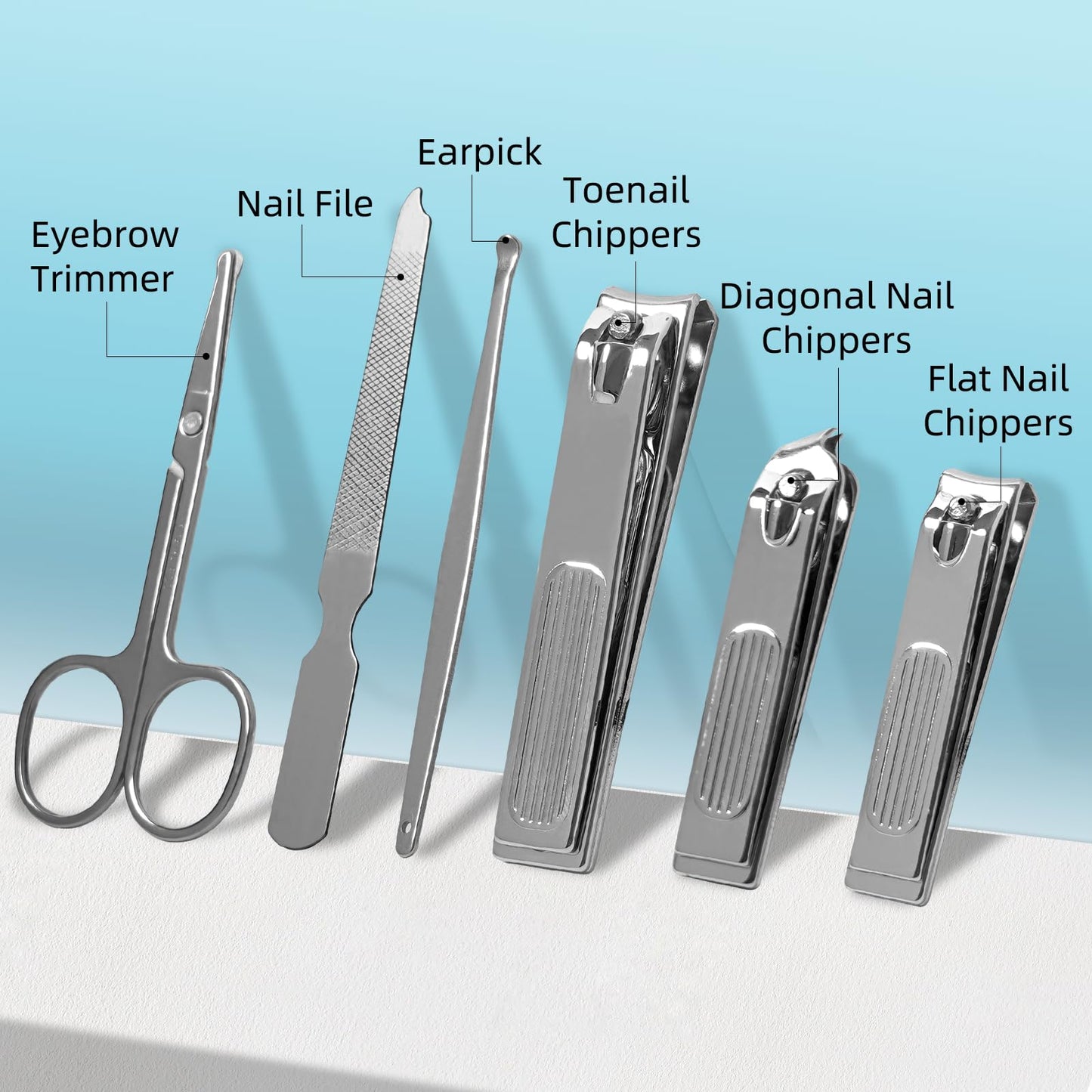 10 PCS Premium Stainless Steel Nail Clippers Set, Professional Manicure Pedicure Kit with Zipper Portable PU Leather Case, Travel Grooming Kit, Ideal Gift for Men and Women(C-Black)