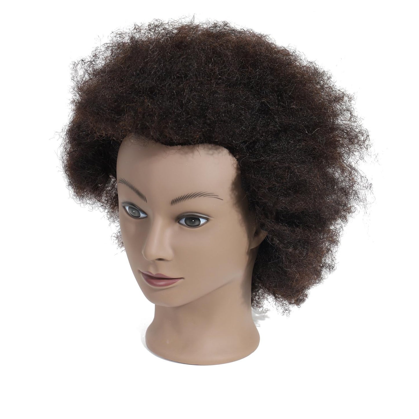 Romance Queen Curly Human Hair Mannequin Head 100% Real Human Hair Female Cosmetology Mannequin Head for Hair Styling Braiding Coloring Cutting Practice Training Doll Head with Clamp Stand(8inch)
