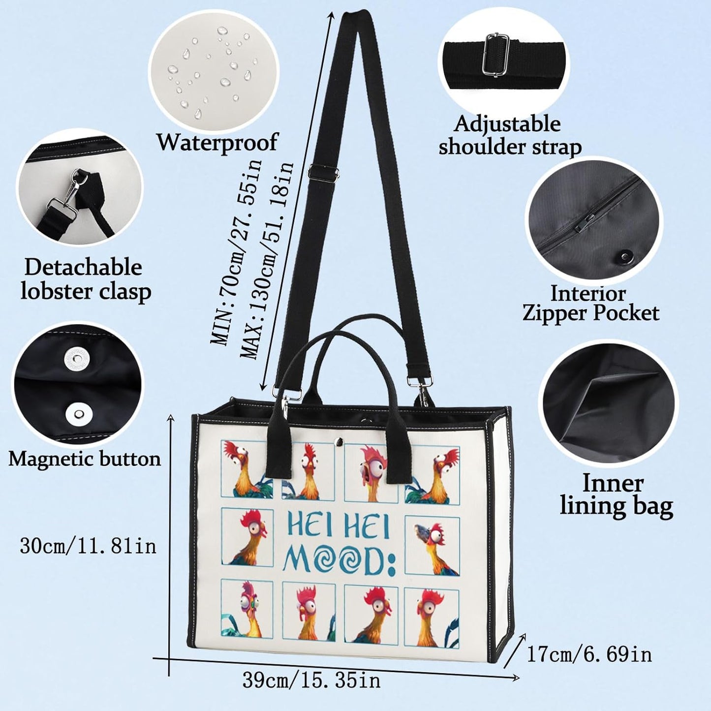 Hei Hei Tote Bag - Stylish Chicken Hei Hei Shoulder Bag for Fans | Perfect Gift for Hei Hei Lovers