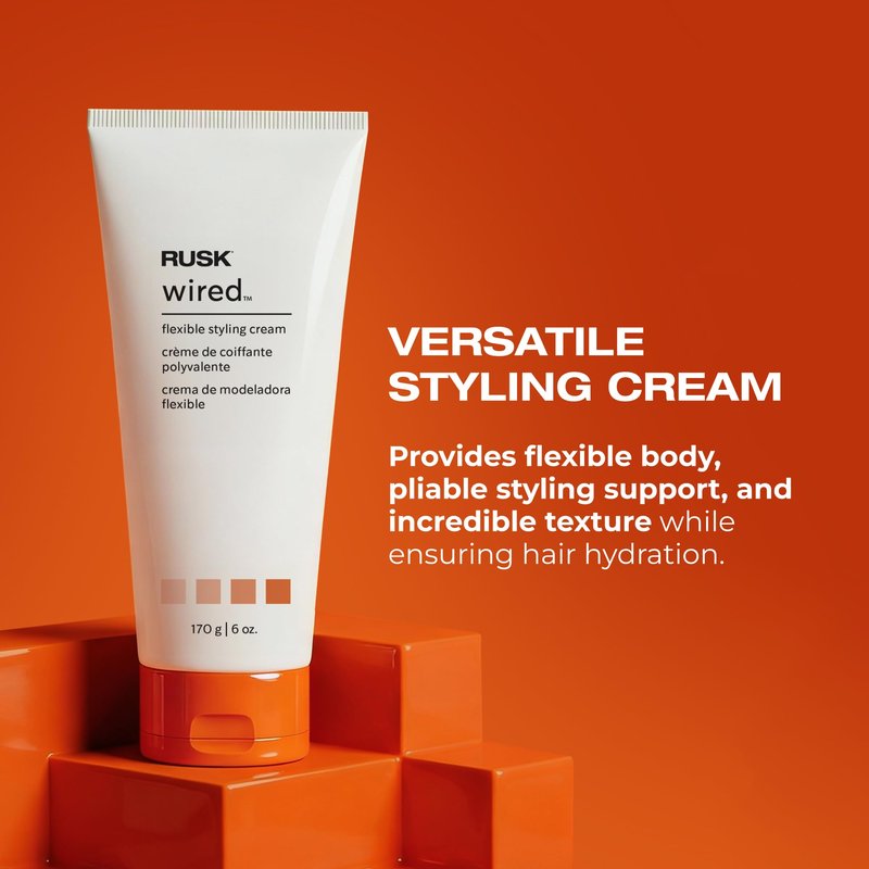 RUSK Wired Flexible Styling Cream - Frizz Control Hair Styling Products for Textured Definition & Pliable Hold - Flexible Hair Cream for All Types (6 oz)