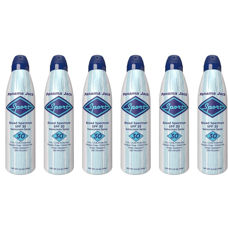 Panama Jack Sport Sunscreen Spray - SPF 30, Broad Spectrum UVA/UVB Protection, PABA, Paraben, Gluten & Cruelty Free, Water Resistant (80 Minutes), 5.5 OZ (Pack of 2)