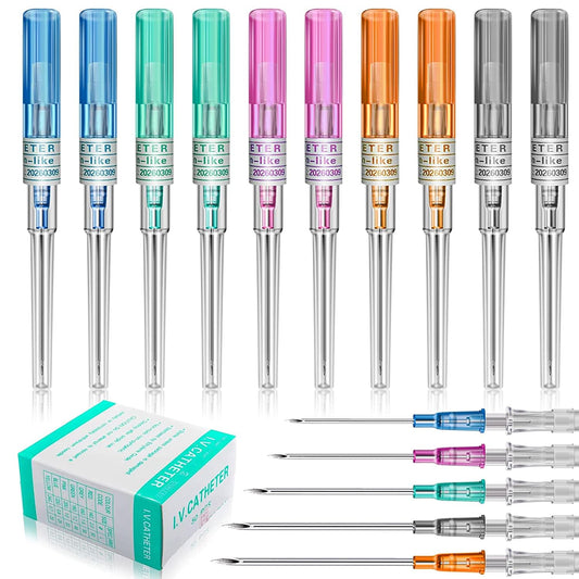 50Pcs Catheter Piercing - Yuelong 16 Guage Catheter Ear Nose Piercing Tool Sterilised Hollow Body Piercings Kit Tools for Lip Tongue Belly Nipple Piercing Supplies