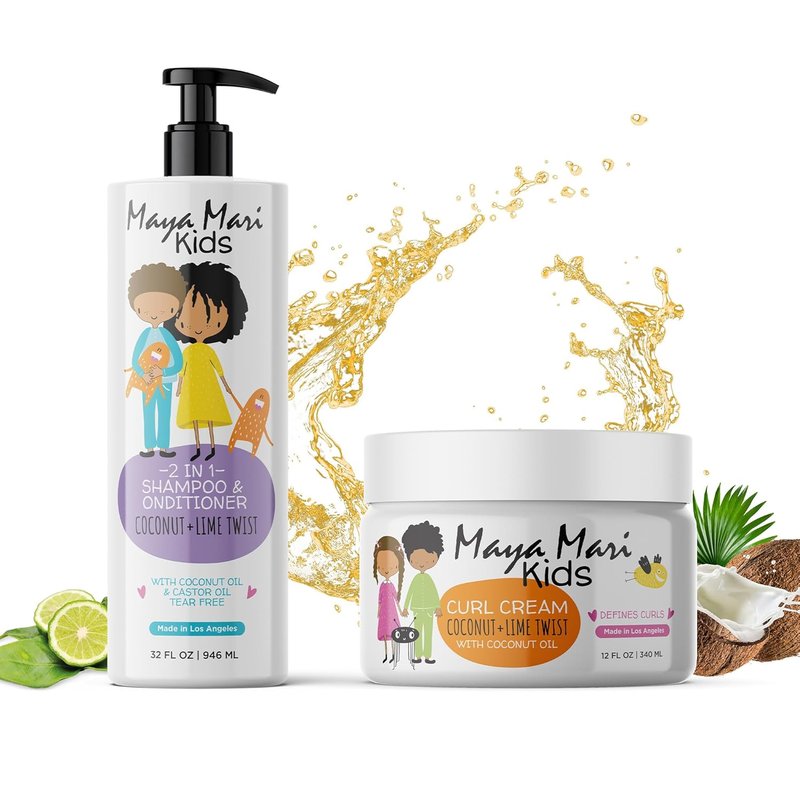 Maya Mari Kids 2-in-1 Shampoo & Conditioner Set | Tear-Free, Sulfate-Free Curl Cream for Curly Hair