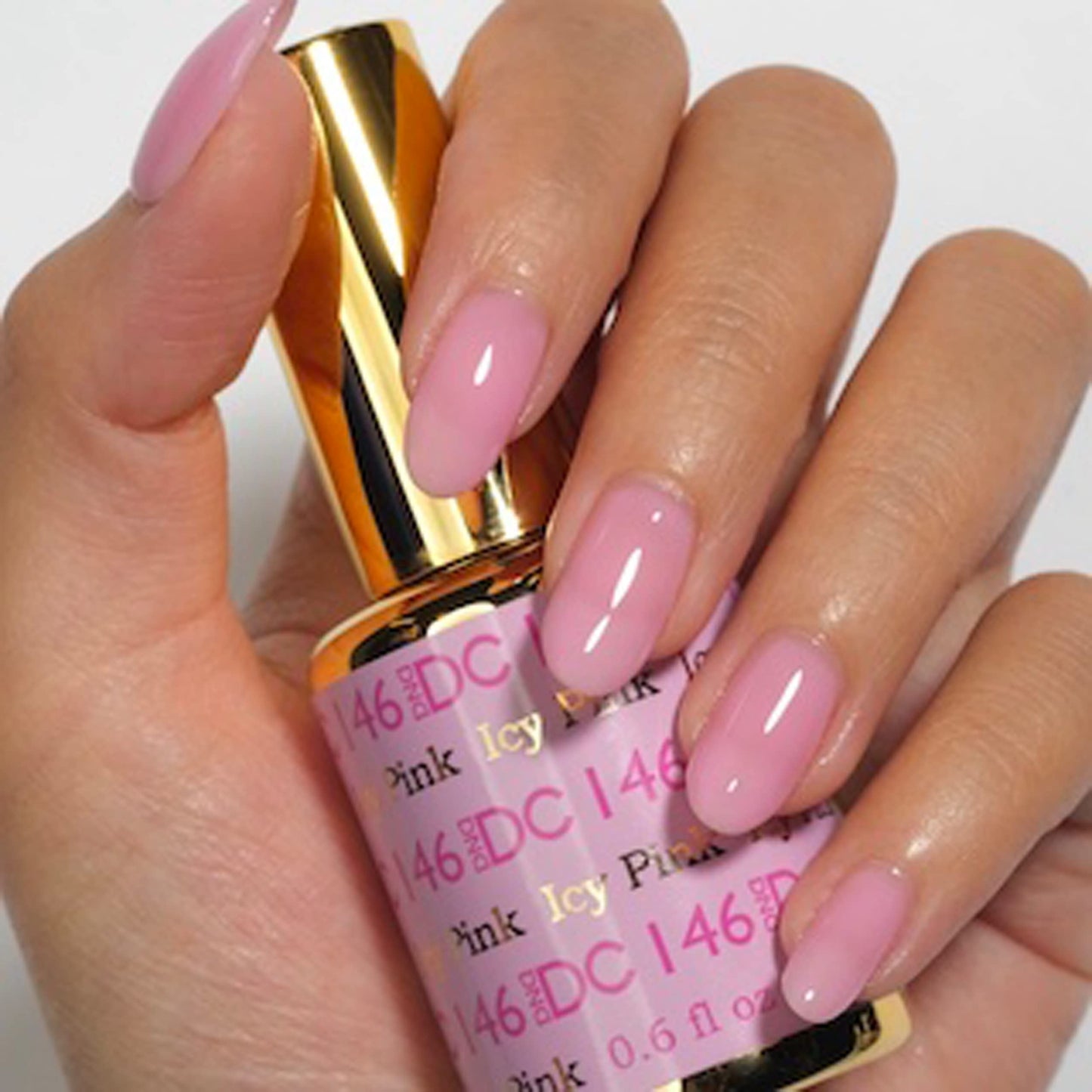 DND DC Gel Polish Set, Pink Collection, UV/LED GelPolish and Air Dry Nail Lacquer, Matching Chip-Free Polish Duo, 146 Icy Pink, 0.5 Fl Oz Each
