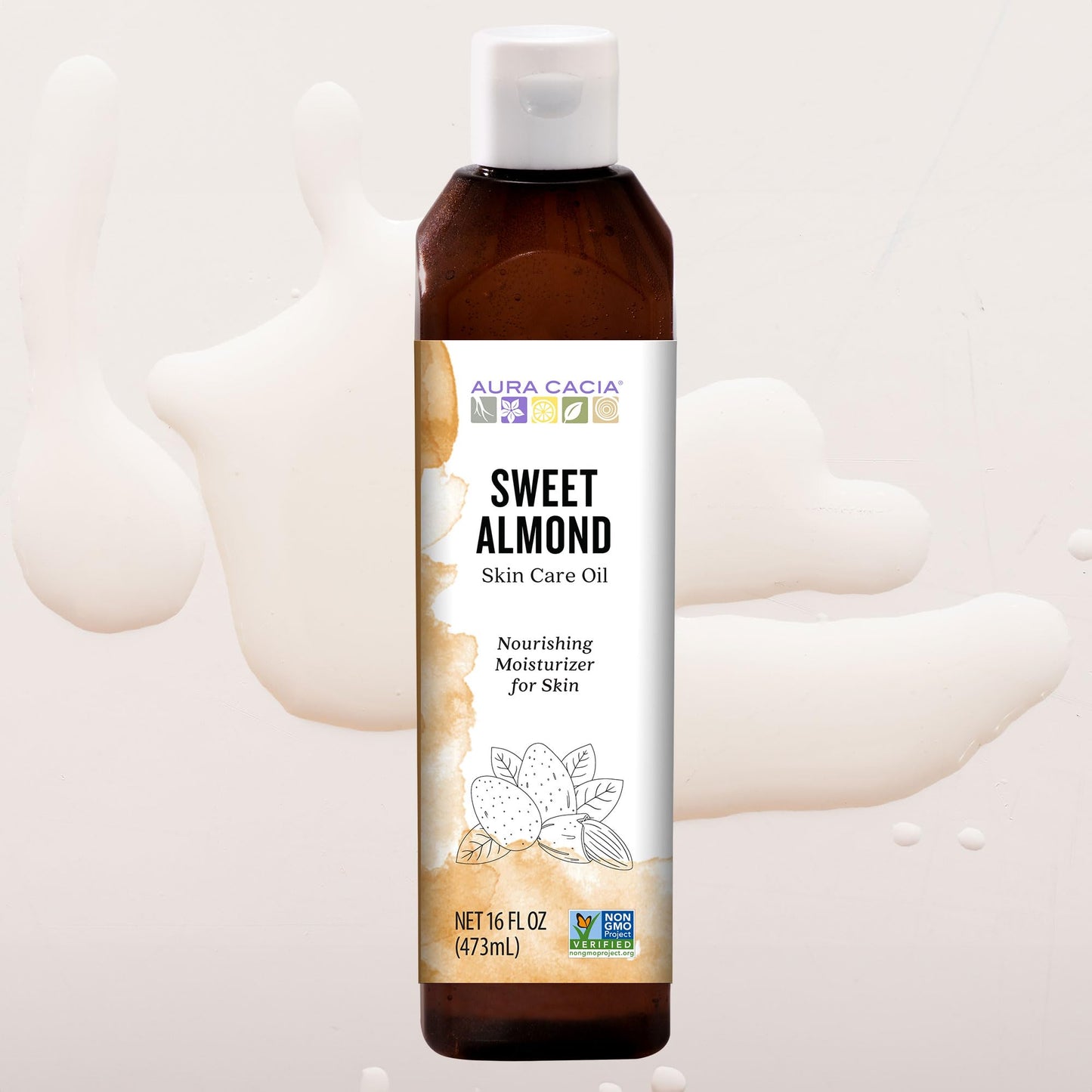 Aura Cacia Natural Skin Care Oil Sweet Almond | 16 Fl Oz (Pack of 2)