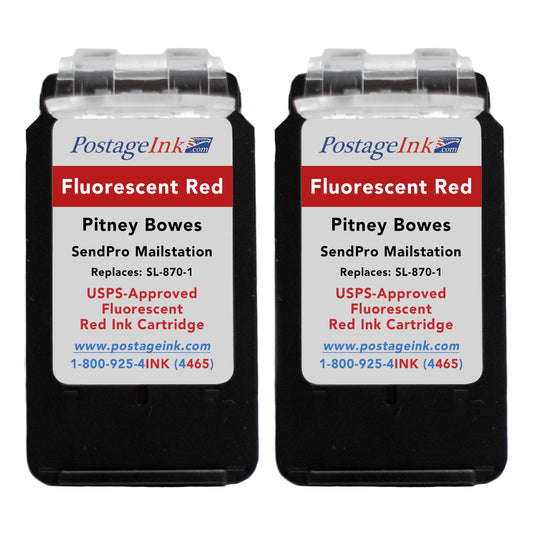 PostageInk.com SL-870-1 Red Ink Cartridge for PB SendPro Mailstation (CSD1) Postage Meters (2-Pack)