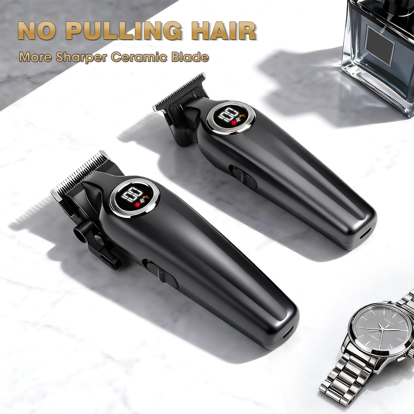 Karrte Professional Hair Clippers for Men，Barber Clippers and Trimmers Set，Electric Cordless Beards Trimmer with LED Display，Barber Kit and Grooming Set, Christmas Gift for Men