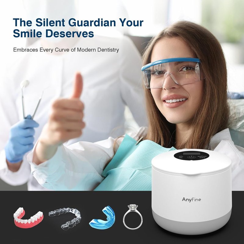 Ultrasonic Retainer Cleaner Machine - 45kHz Triple-Phase Purification for Dentures, Mouth Guards & Jewelry | 4 Cleaning Modes
