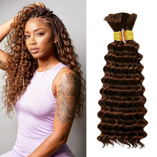 Human Braiding Hair for Boho Braids 16 Inch Deep Wave Bulk Human Hair for Braiding 100% Unprocessed Brazilian Virgin Hair Bulk No Weft for Knotless Bohemian Braids Wet and Wavy