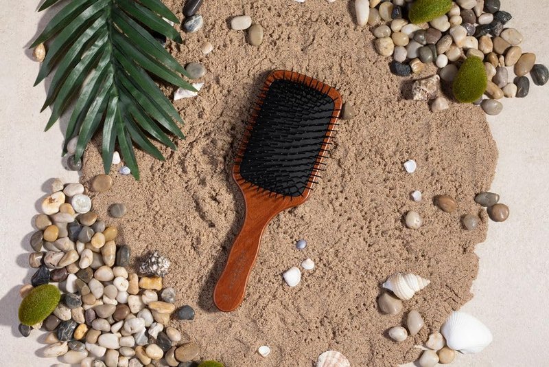 Acca Kappa Wood Paddle Brush - Pneumatic Design with Pom Pins | Travel Size