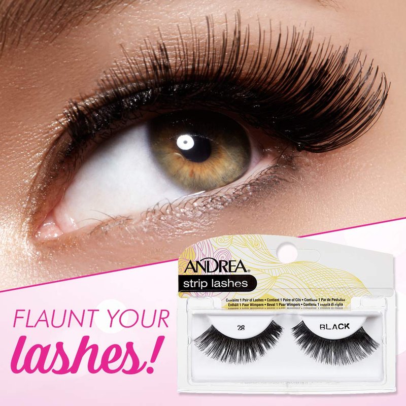 Andrea False Lashes | Style 28 - Lightweight Reusable Black Strip Lashes for Natural Glam, 4 Pairs