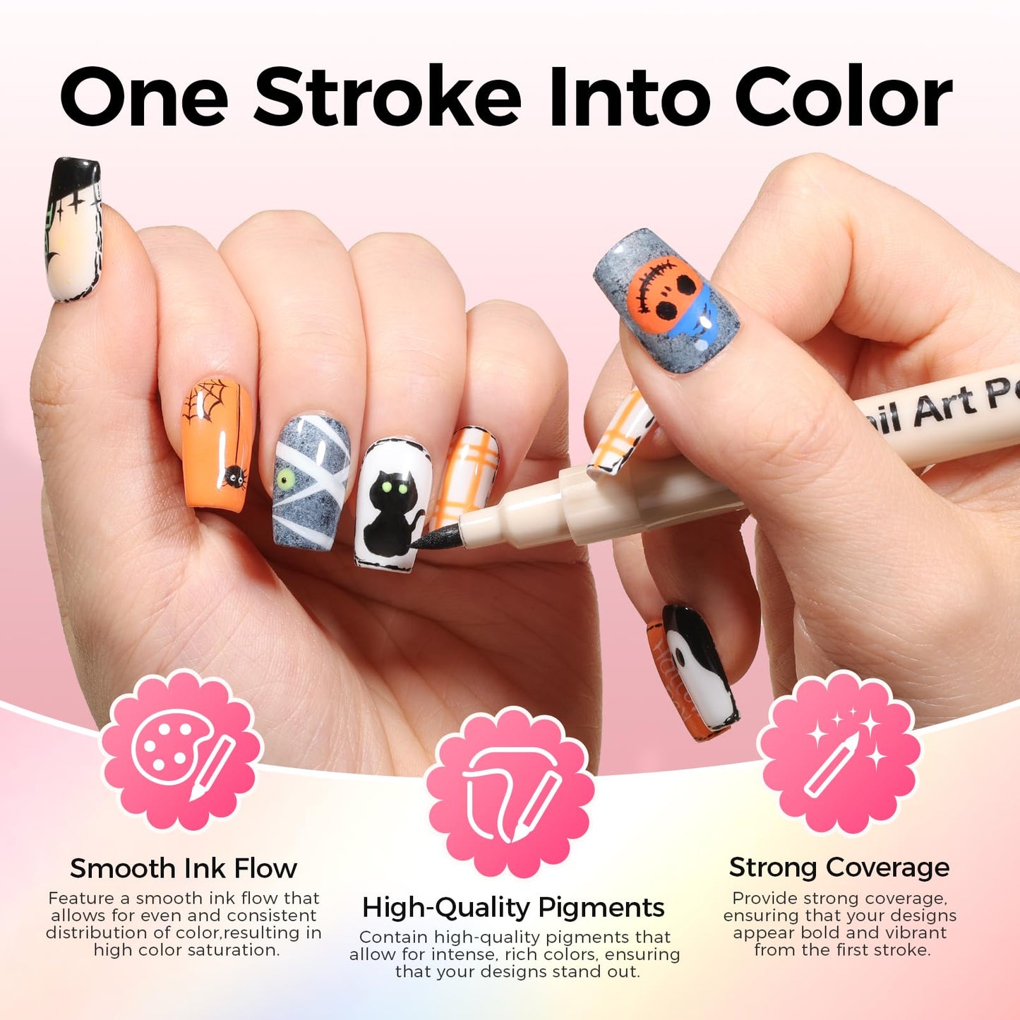 GELLAKTIK 12 Colors Nail Art Pens Set, 3D Nail Polish Pens, Quick-Drying Acrylic Paint Markers, 0.7mm Dotting Painting Liner Brush for DIY Nail Design, Home & Salon Manicure Tools