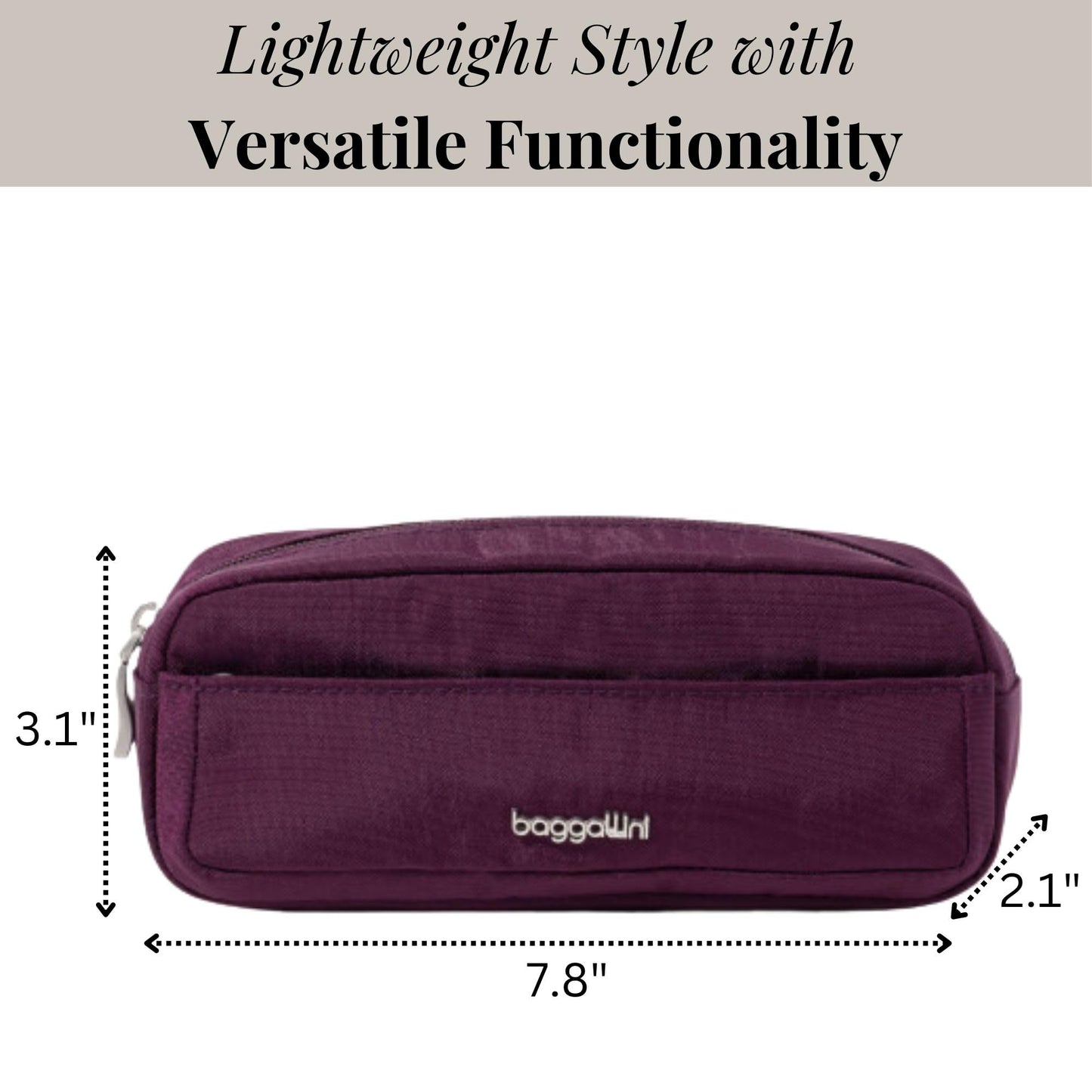 Long Pocket Cosmetic - Lightweight 7.8”x 3.1”x2.1” Makeup Bag - Travel Essentials Makeup Organizer