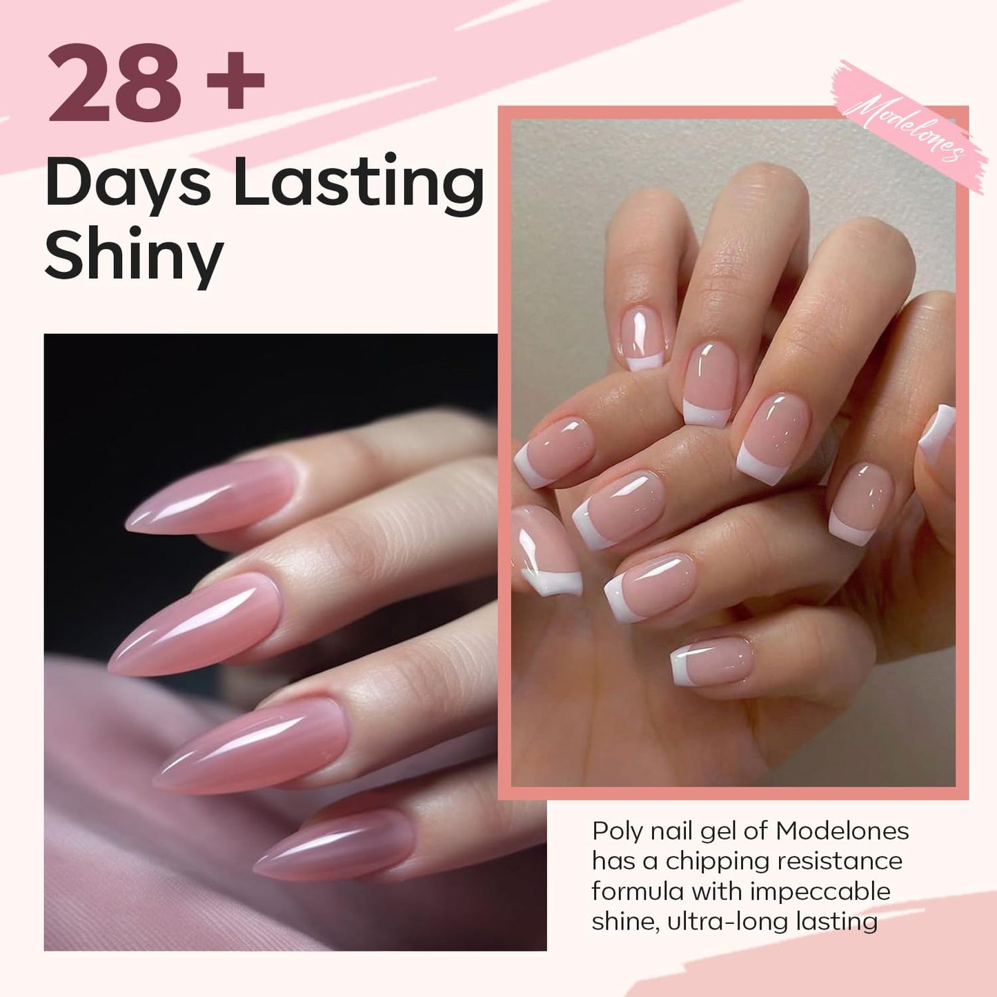 modelones Poly Gel Nail Kit 6 Colors with 8 W Nail Lamp Polygel Toenail Kit Extension Gel Kit Jelly Milky White Pink Nude Complete Tools Beginner Thickening Solutions DIY at Home for Women