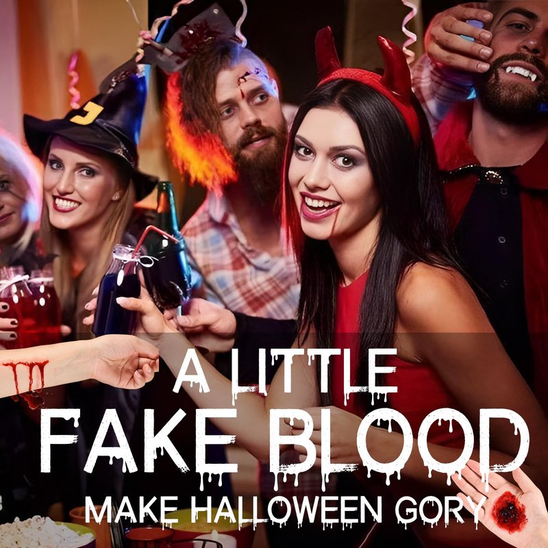 Halloween Fake Blood Spray Makeup Kit Fake Blood Washable for Scar Wound and Clothes Realistic Face Paint Wounds Costume Blood For Vampire, Zombie, Clown Cosplay Red blood01