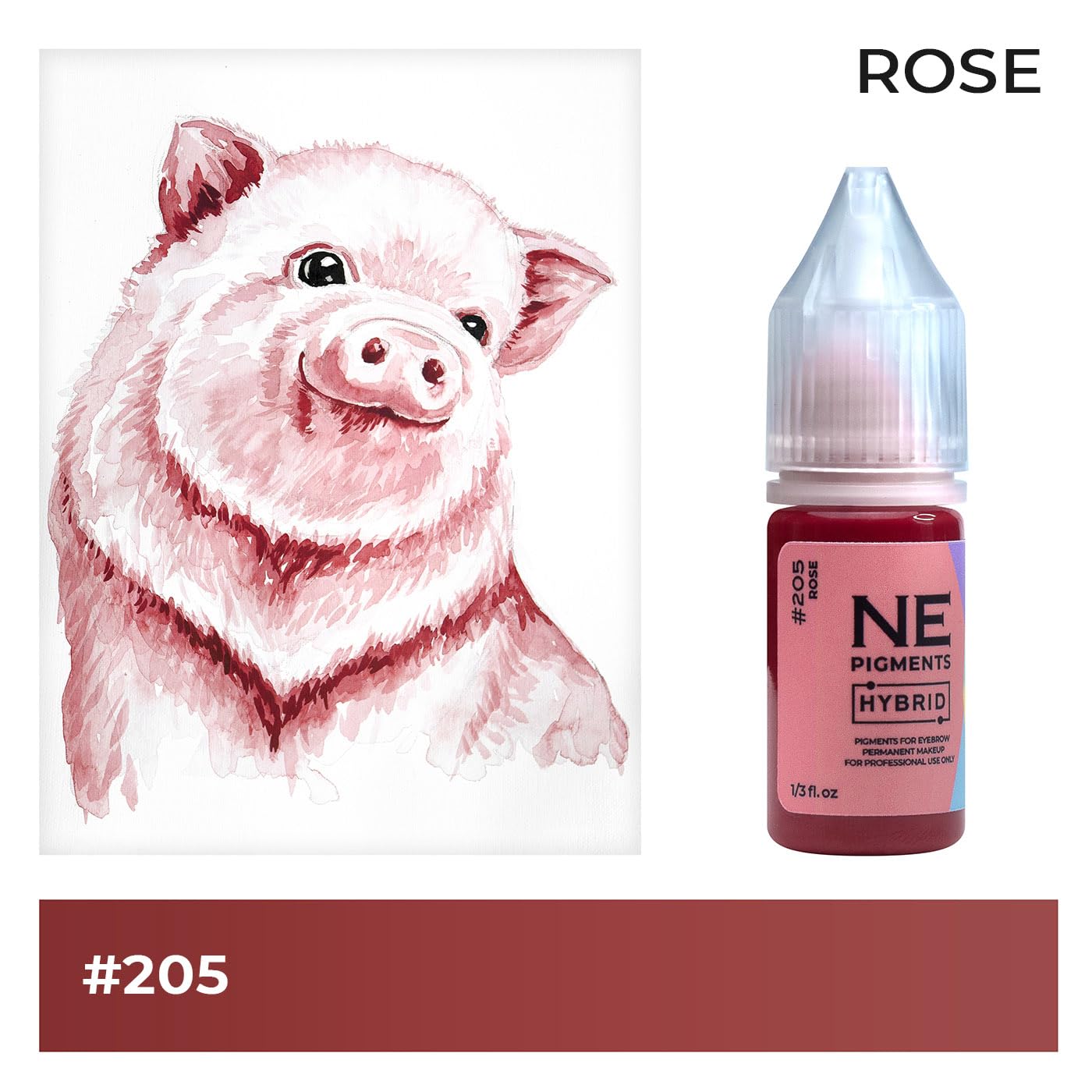 NE PIGMENTS #205 Rose - By Elena Nechaeva - Lip Pigment - Permanent Makeup - Professional Tattoo Ink