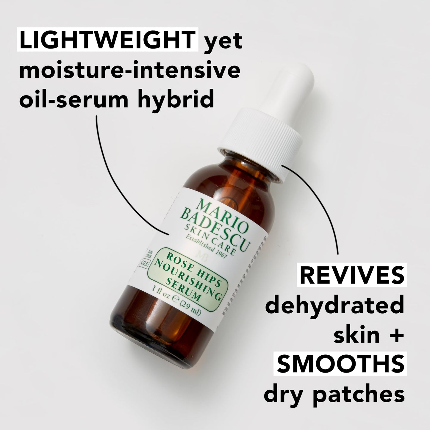 Mario Badescu Rose Hips Nourishing Oil for Combination, Dry and Sensitive Skin Facial Oil that Moisturizes & Smoothes Formulated with Rosehip Extract & Castor Oil 1 FL OZ (Pack of 1)