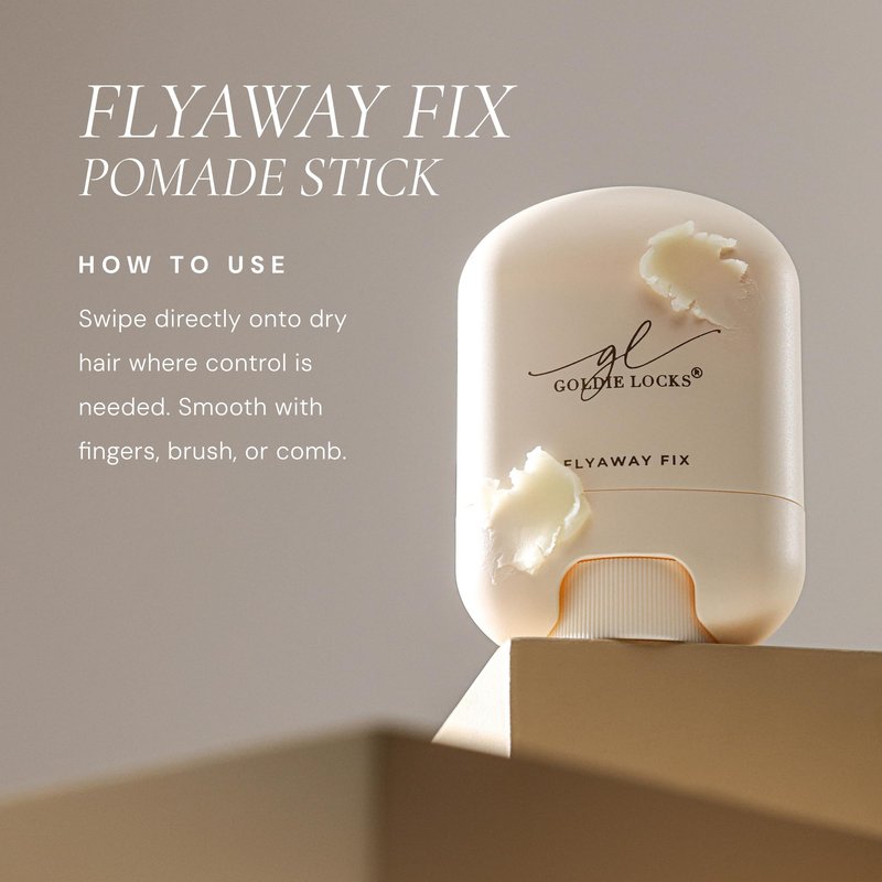 Goldie Locks Flyaway Fix Hydrating Pomade Stick - Tames Flyaways and Controls Frizz - Lightweight Non-Greasy Hold - Safe for Extensions & Color-Treated Hair - Protein-Free - 0.5 oz