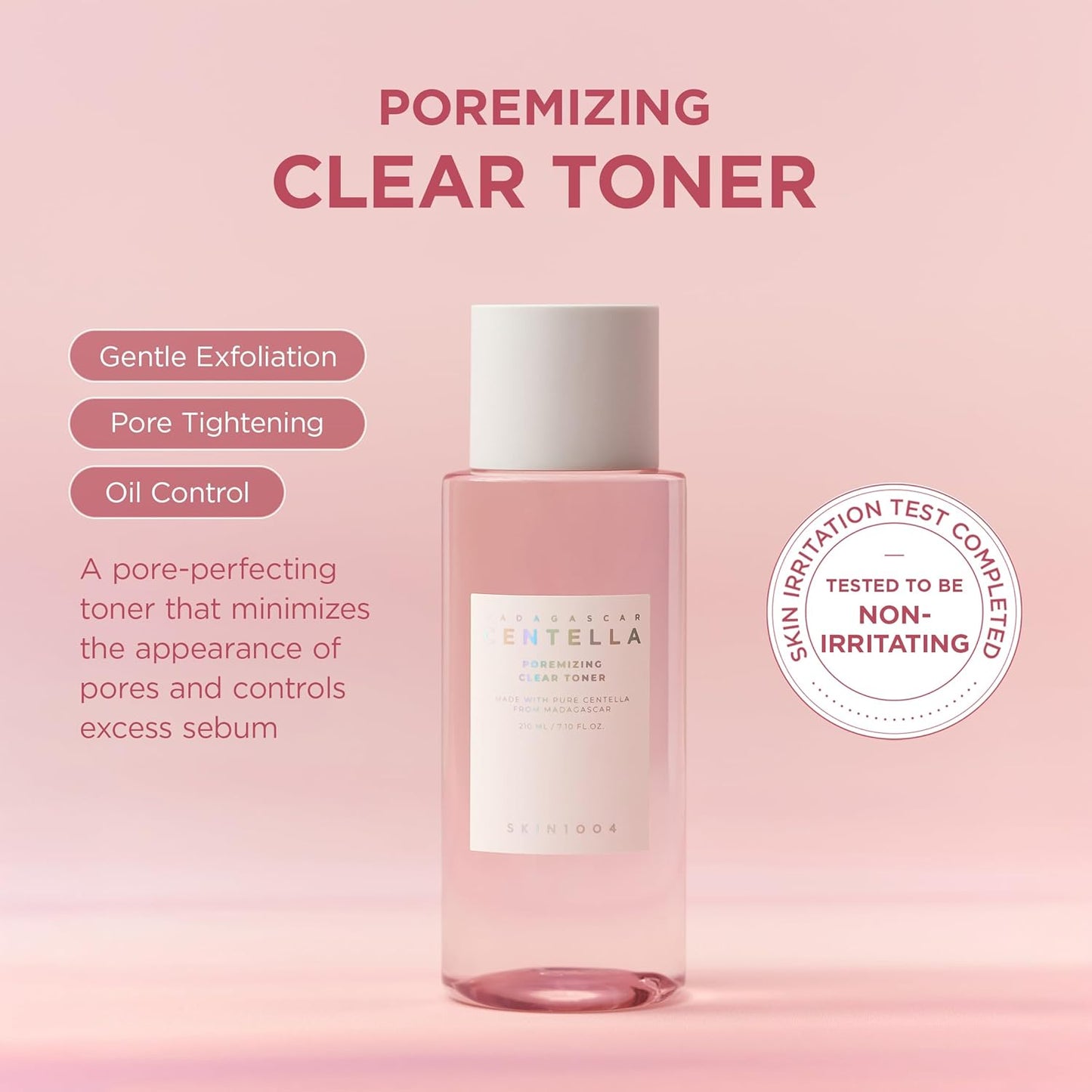 SKIN1004 Poremizing Clear Toner - Korean Facial Toner with Pink Salt & Centella | 7.10 fl. oz (210ml) for Pore Care & Hydration
