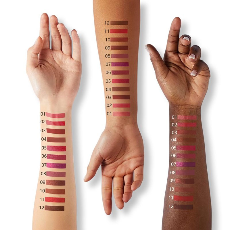 Espoce Lip Liner Set, 12Pcs Pure Natural Oak Brown Pink Red Series Lip Liners, Smooth and High Pigmented Lip Makeup Pencil
