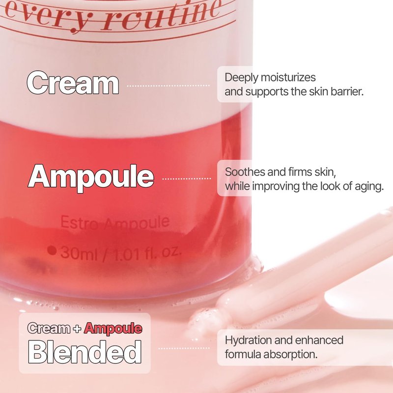 every routine Estro Ampoule – Vegan Collagen Water & 13 Hyaluronic Acids Serum with Pomegranate and Soy Extracts for Hydration, Radiant Glow & Firm Skin 30 ml, 1.01 fl oz