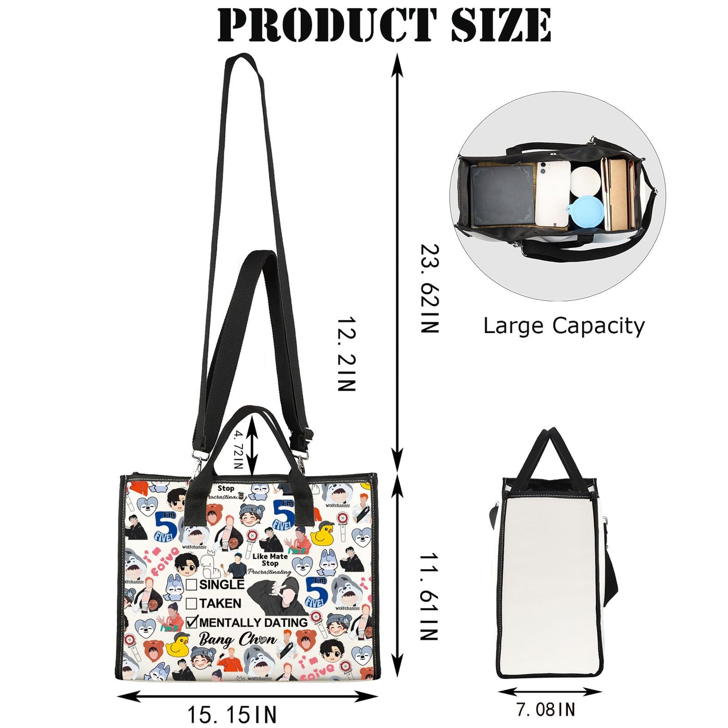 JNIAP Korean Group Stay Makeup Bag Music Lover Gifts Single Taken Mentally Dating With Bang C Stay Merchandise（Bang Tote）