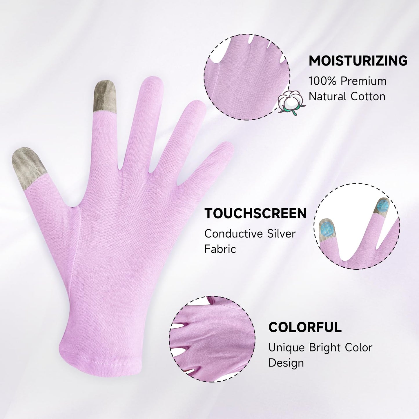 HandLove Premium 100% Cotton Gloves | Moisturizing Gloves for Dry Hands & Eczema | Overnight Sleeping Gloves, Eczema Gloves | Touchscreen Friendly | Baby Pink, 12Pairs