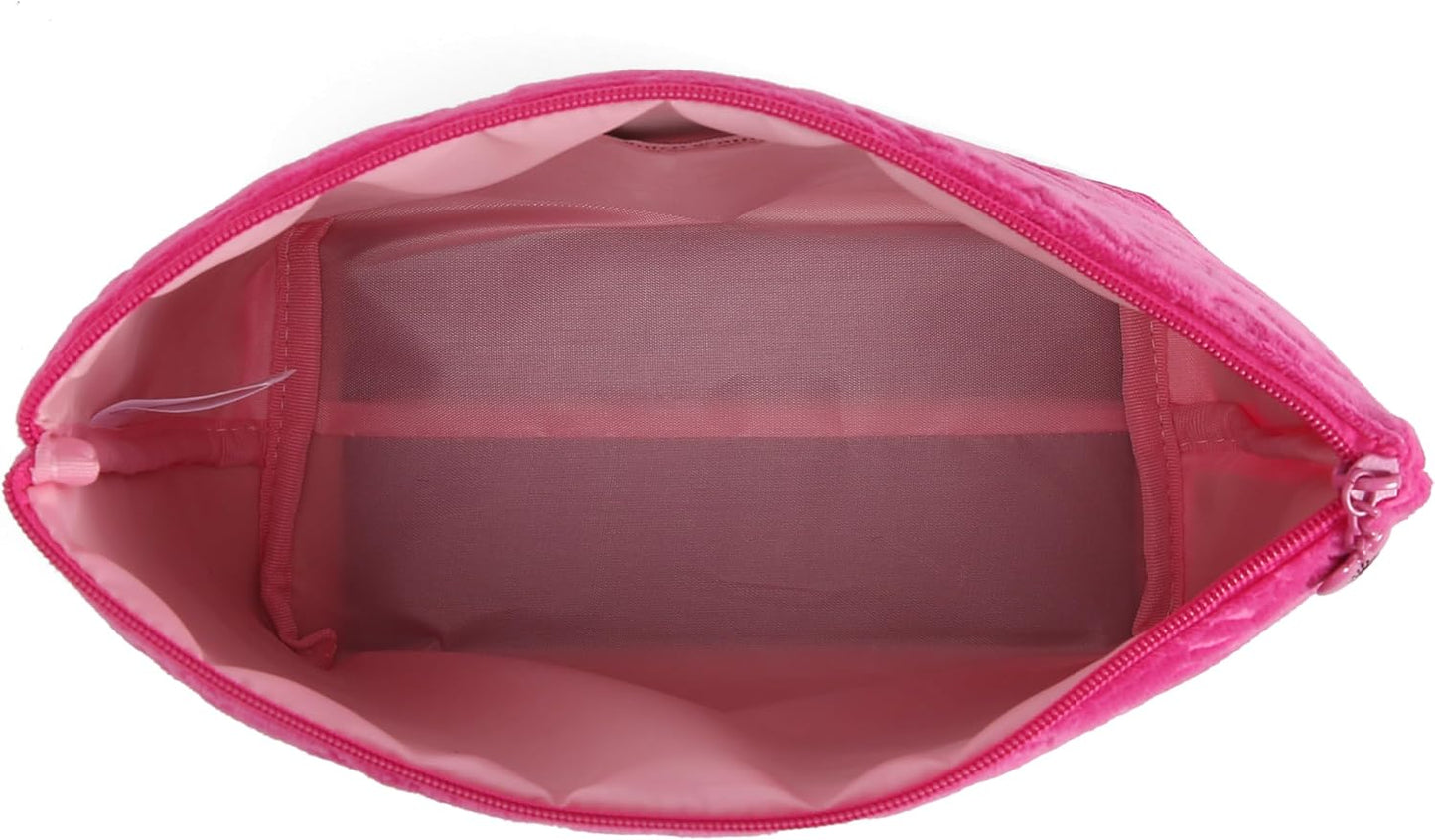 Juicy Couture Hot Pink Makeup Bag - Terry Cloth Cosmetics Organizer for Travel Essentials | Zip Pouch