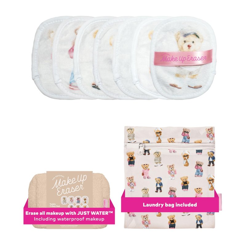 The Original MakeUp Eraser 7-Day Set, Erase All Makeup with Just Water, Including Waterproof Mascara, Eyeliner, Foundation, Lipstick, Sunscreen, and More! Teddy, 7ct.