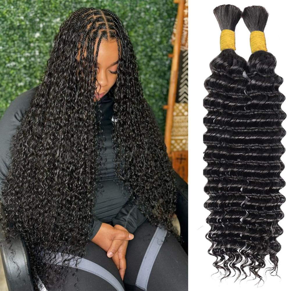 Braiding Wet and Wave Human Culry Hair for Boho Knotless Braids No Weft 2 Bundles 100g