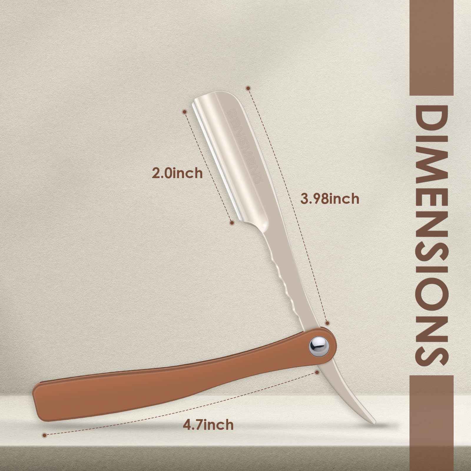 BANGMENG Straight Razor for Men, Professional Barber Razor with 20 Stainless Steel Blades, Edge Single Blade Shavette Shaving Razor for Smooth Precise Shave